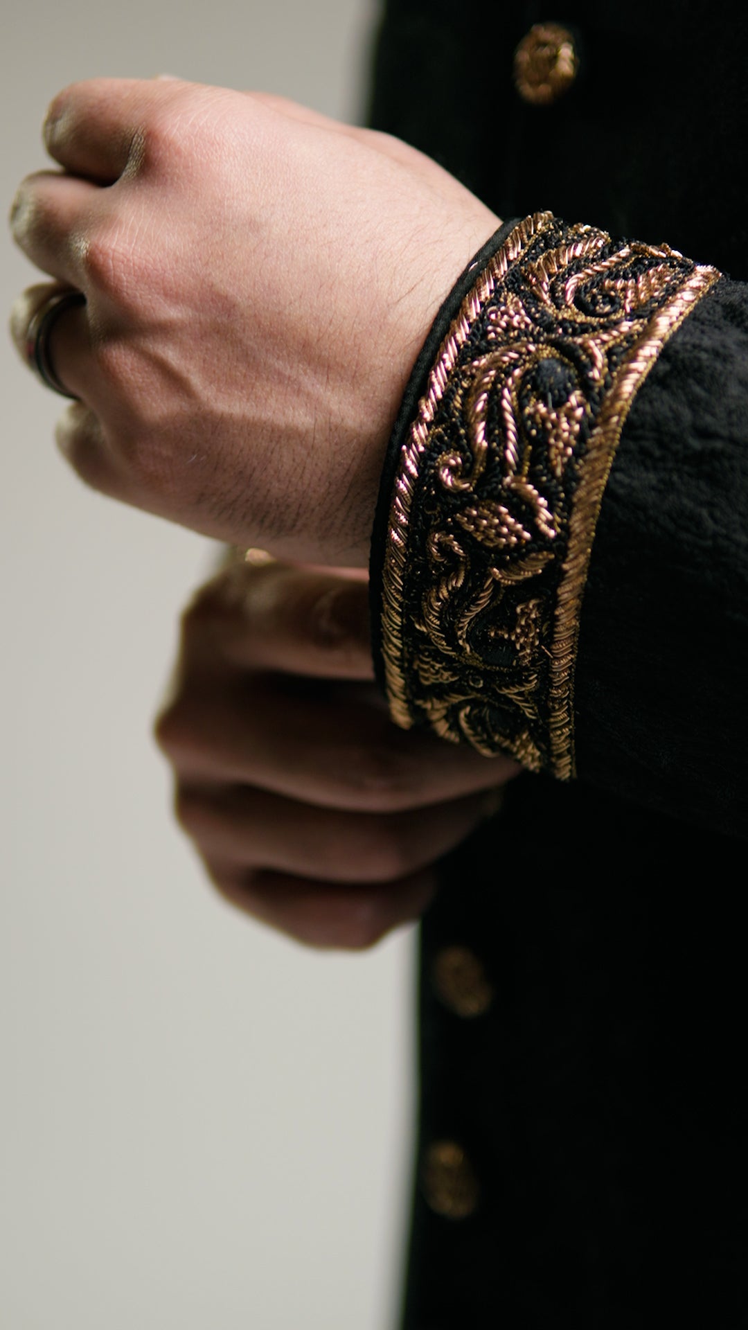 Black Kashida Kari Sherwani with Dark Gold Embroidery - Custom Order
