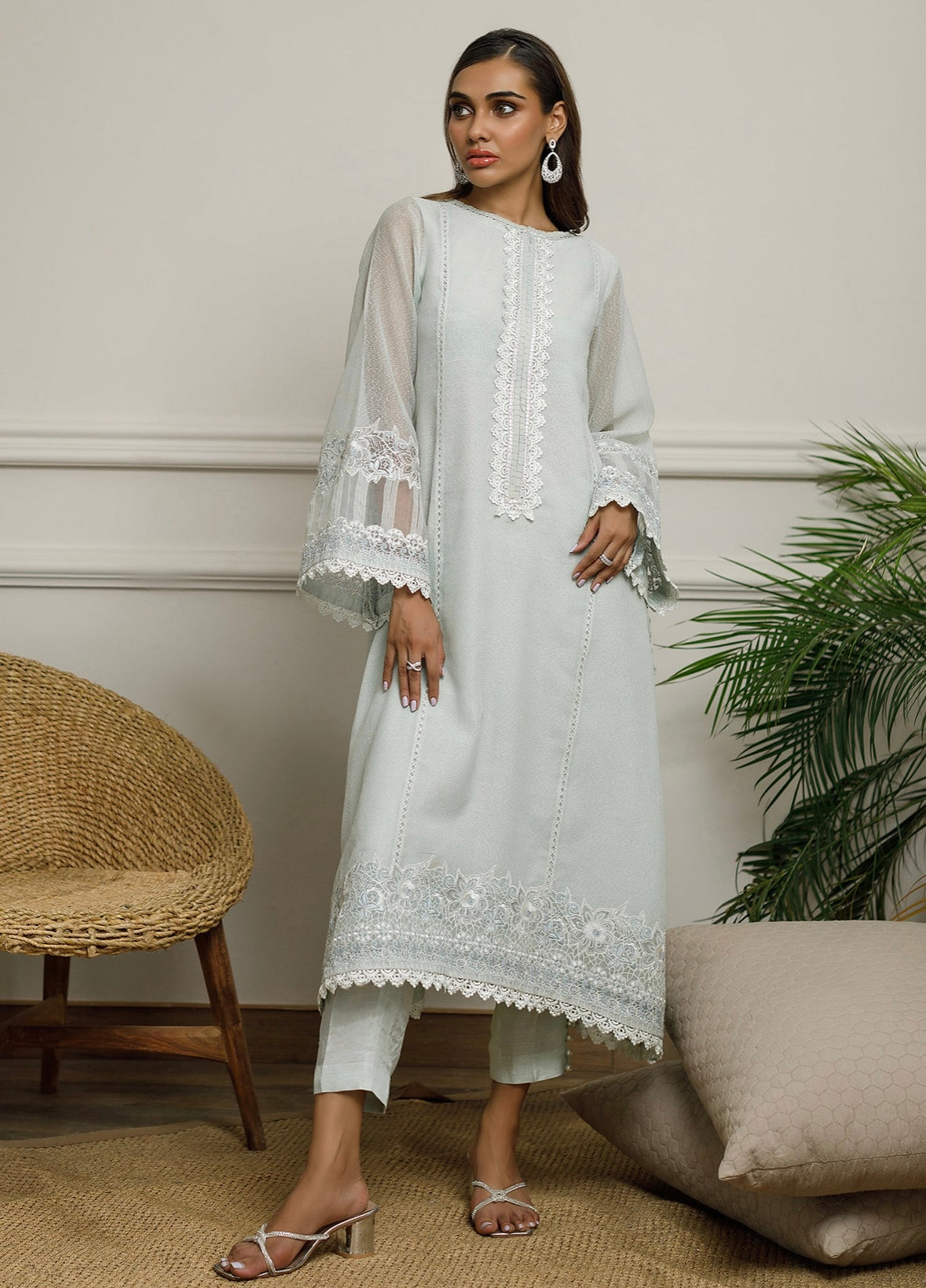 Mint Khaadi Net Kurti