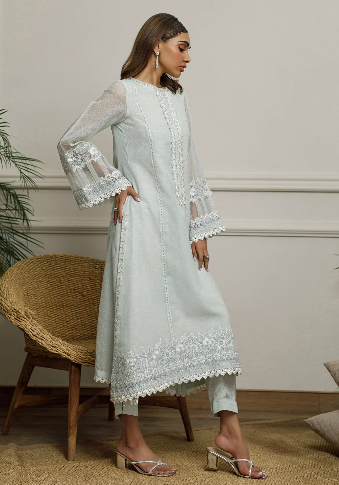 Mint Khaadi Net Kurti