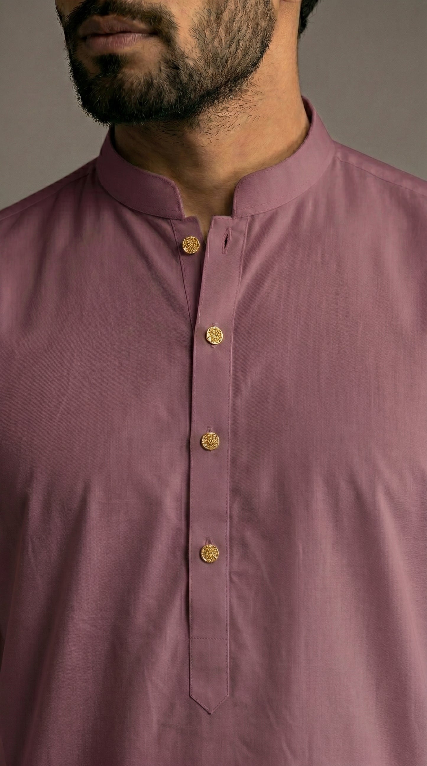 Dusty Rose Plain Cotton Satin Kurta