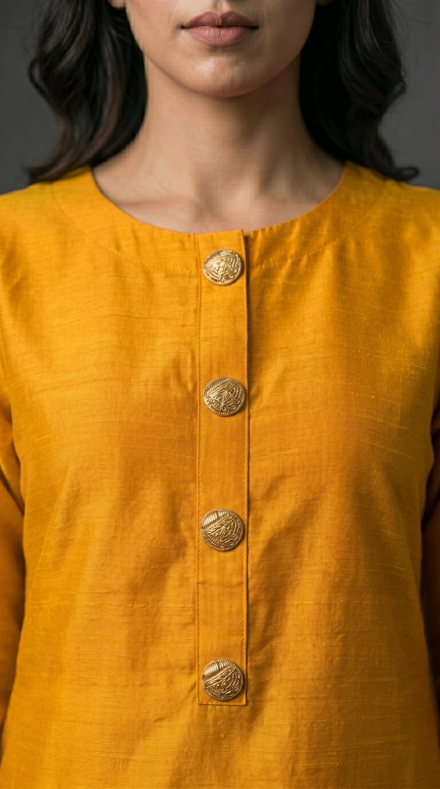 Warm Saffron Yellow Raw Silk 2-Piece Suit