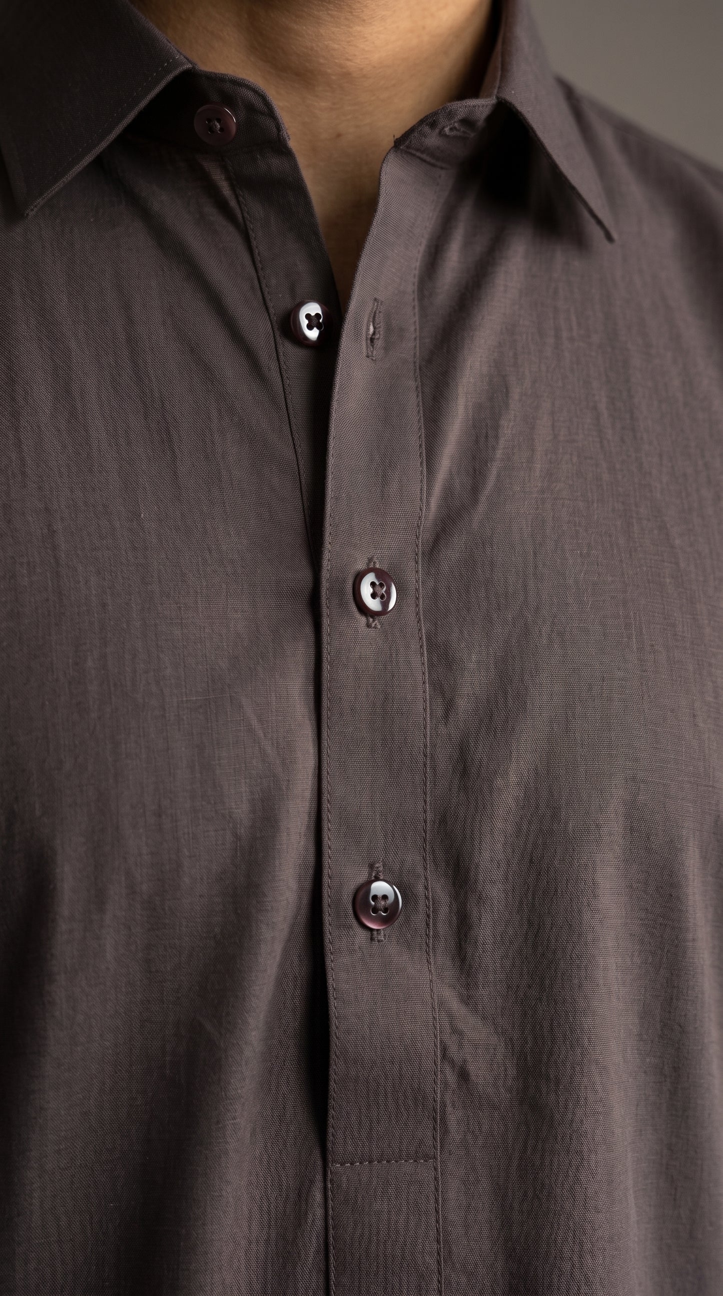 Gray Cotton Shirt Collar with Cuff Kurta