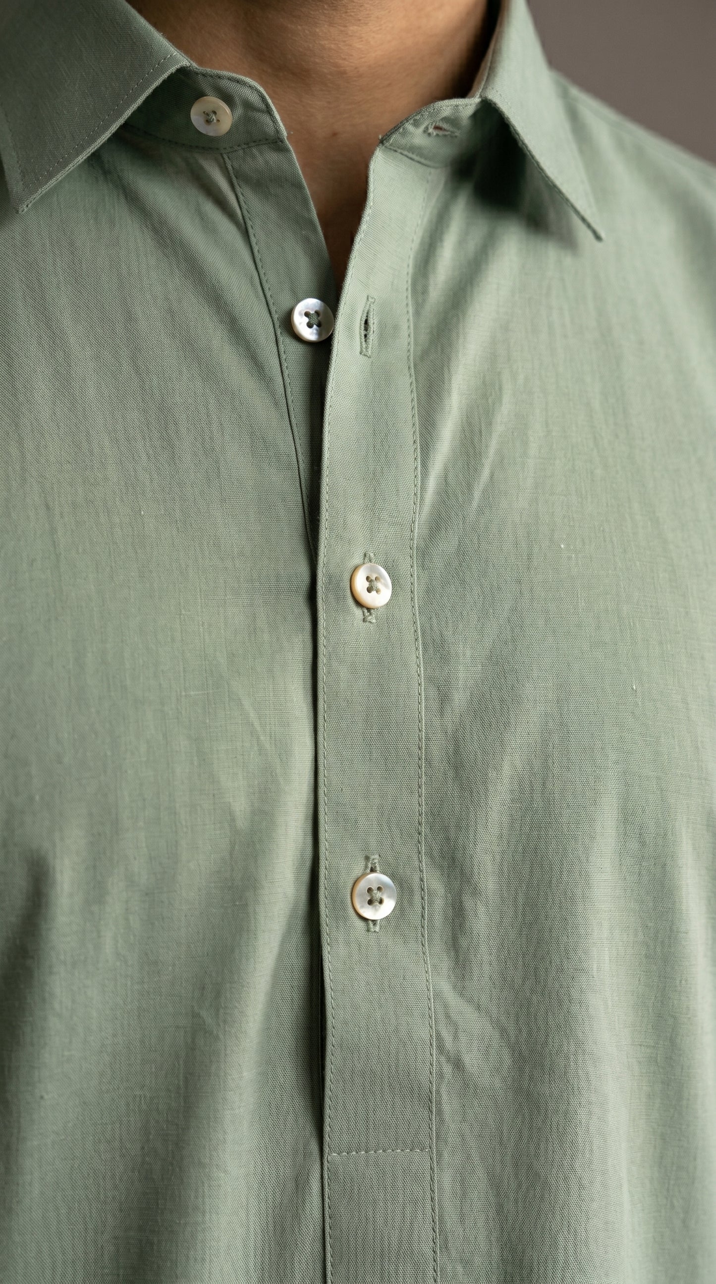 Mint Cotton Shirt Collar with Cuff Kurta