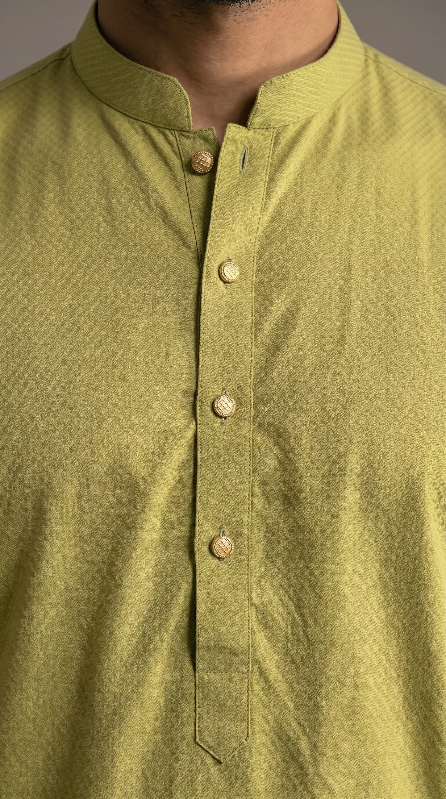 Olive Green Cotton Dobby Kurta