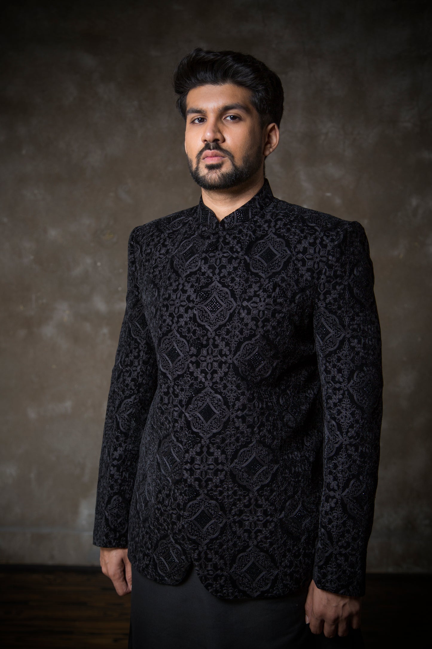 Midnight Blue and Black Velvet Prince Coat