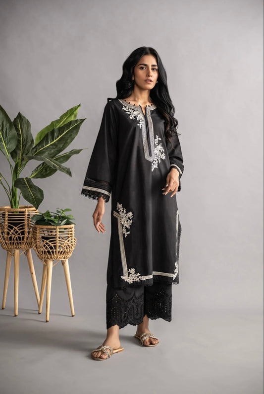 Noir Collection - Black Cotton Kurti 422