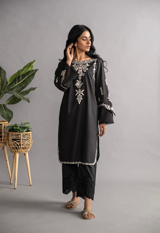 Noir Collection - Black Cotton Kurti 423