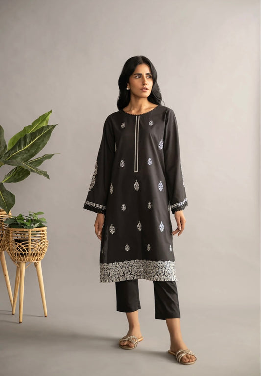 Noir Collection- Black Cotton Kurti-428