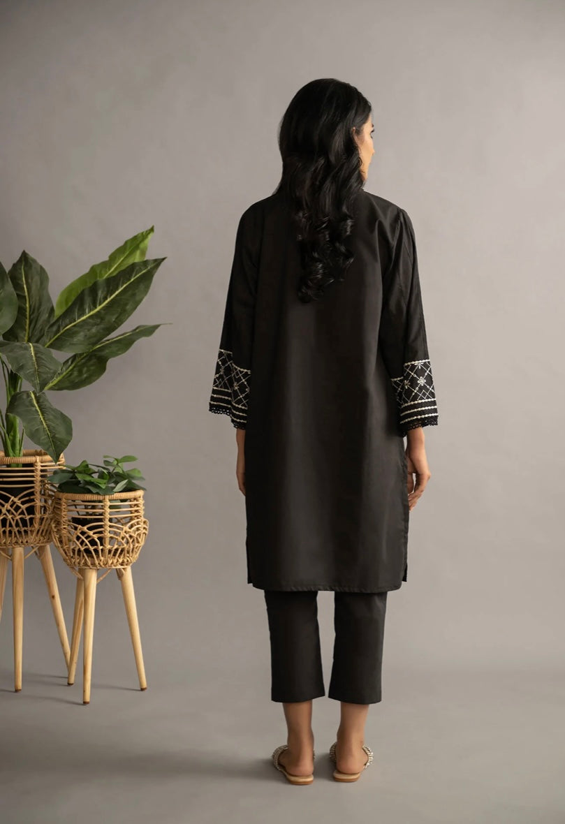 Noir Collection - Black Cotton Kurti 425