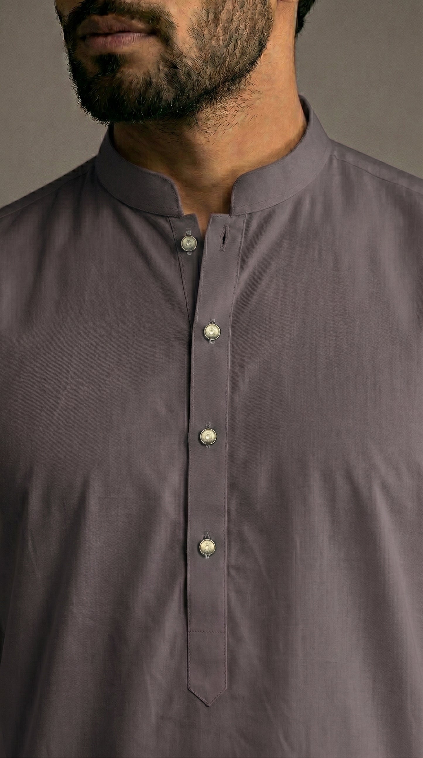 Charcoal Slate Plain Cotton Satin Kurta