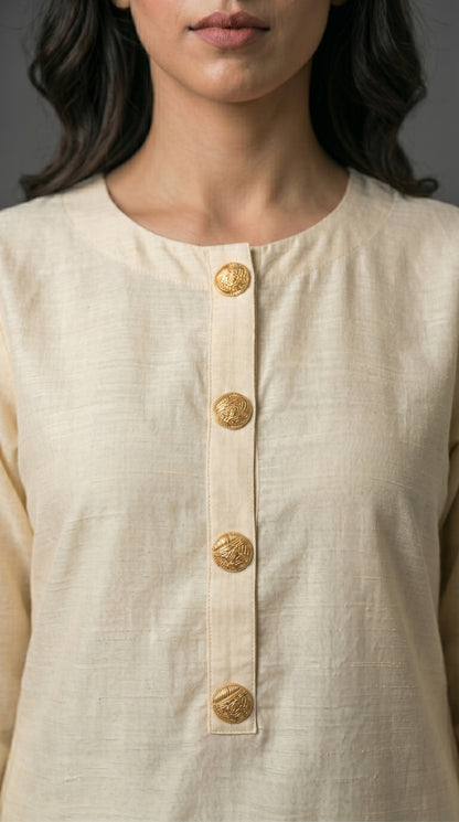 Cream Raw Silk 2-Piece Suit