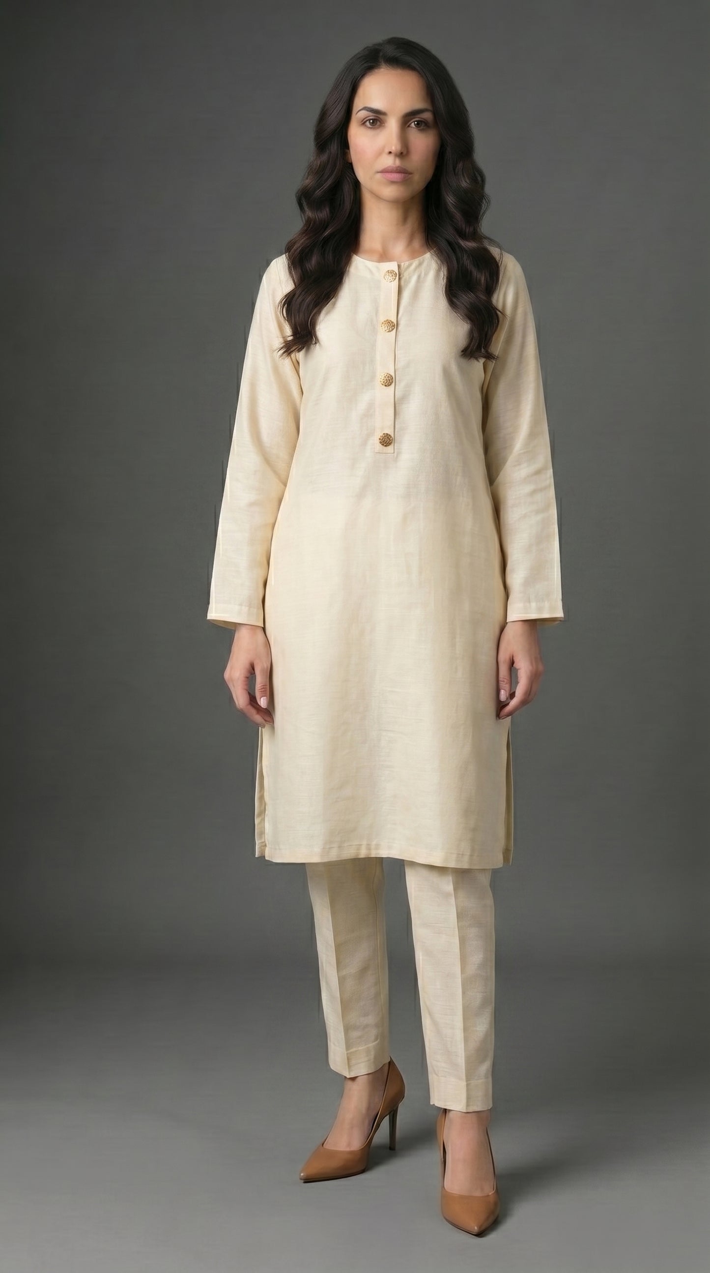 Cream Raw Silk 2-Piece Suit