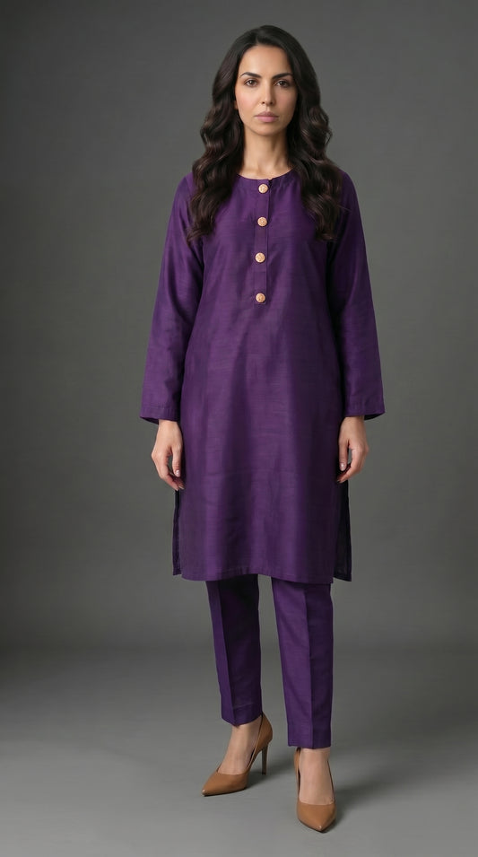 Royal Purple Raw Silk 2-Piece Suit