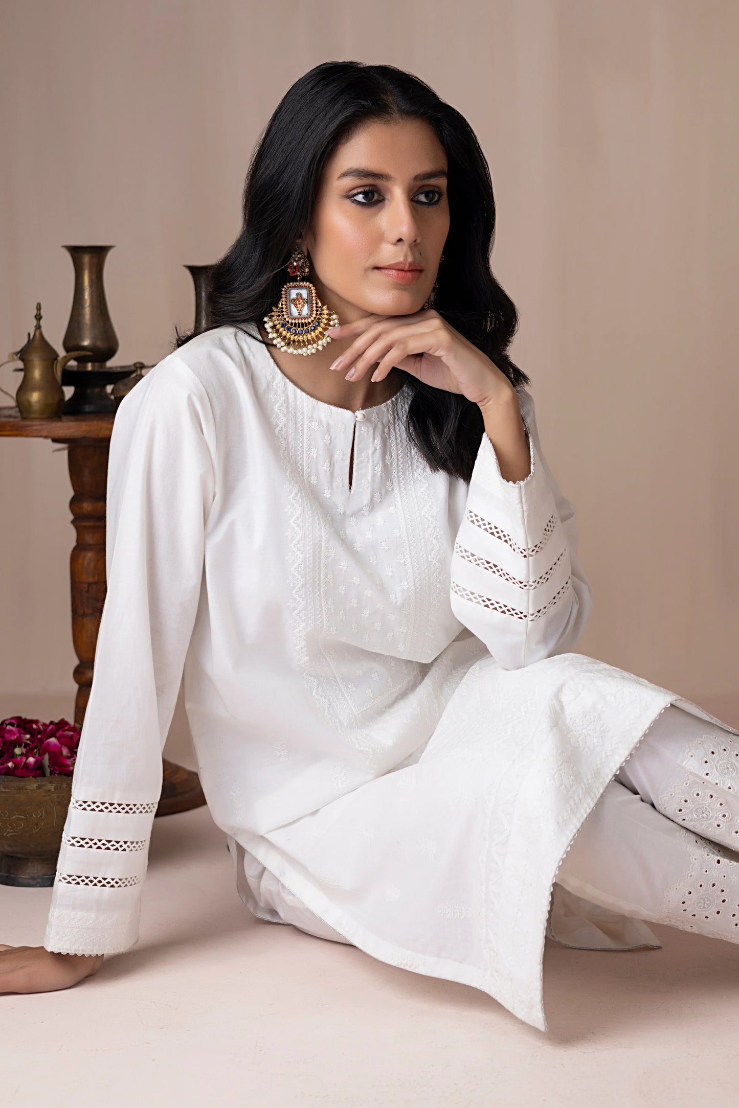 White Cotton Kurti 2