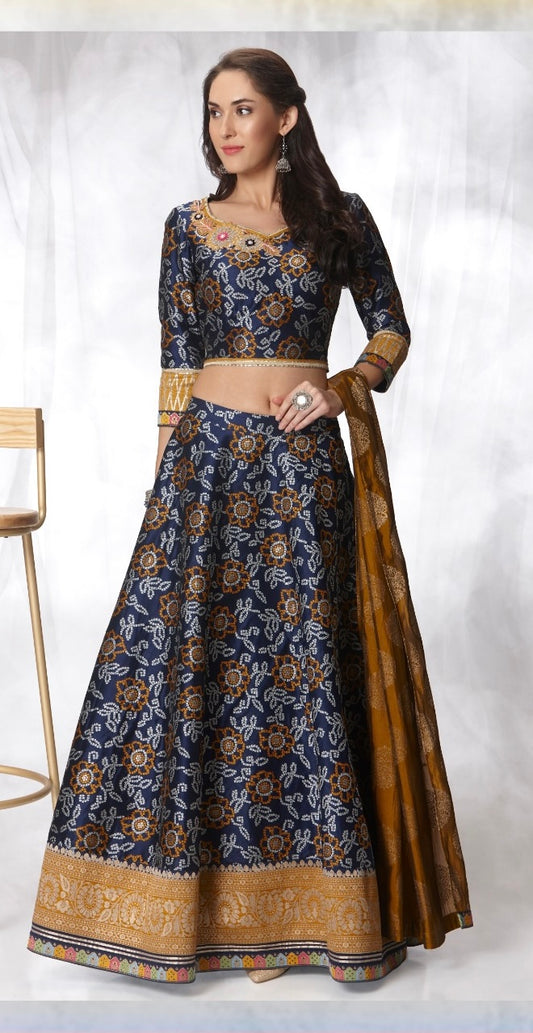 Blue Digital Print Lehnga Choli