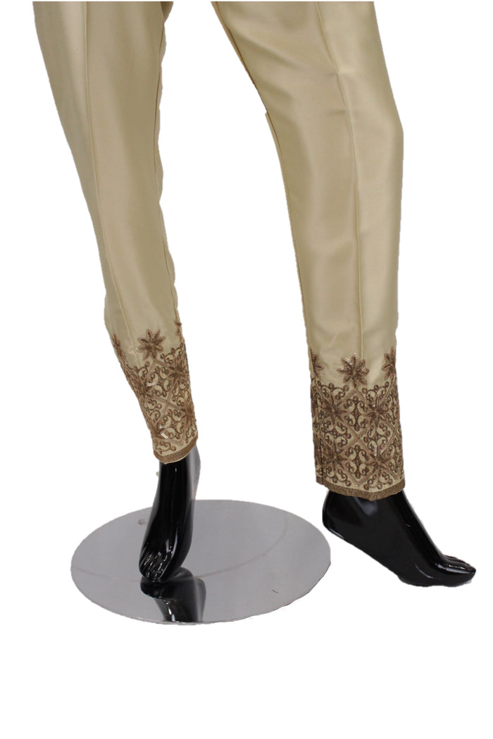 Gold  Silk Pants with embroidery - SP002