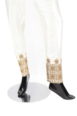 Ivory Silk pants with embroidery - SP002
