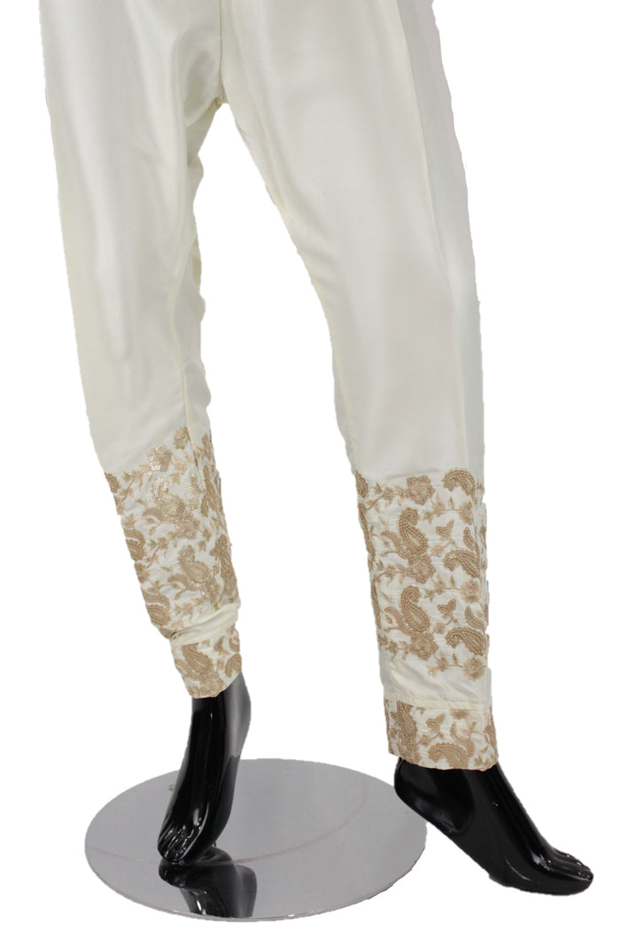 Cream Silk pants with embroidery - SP003