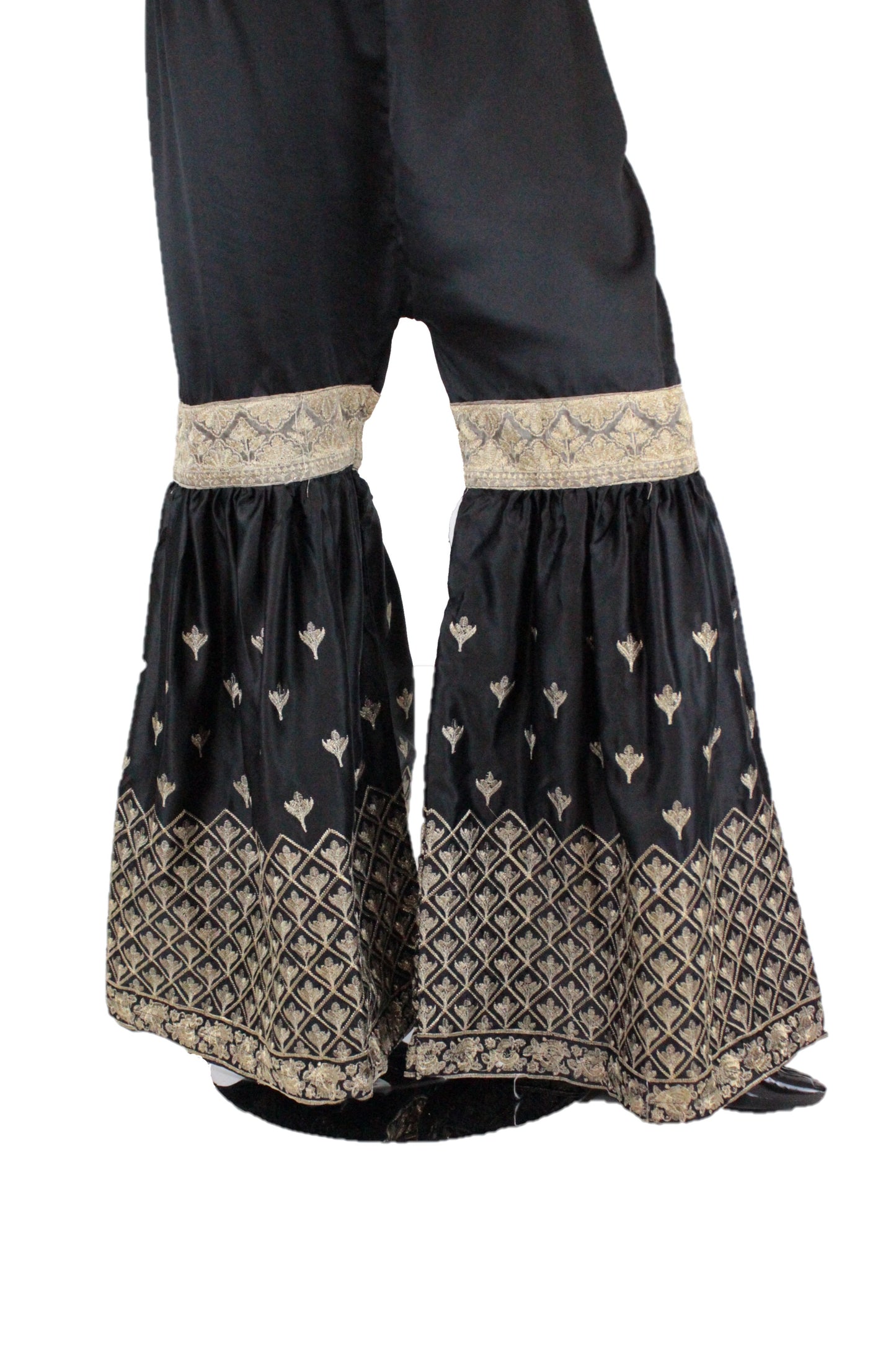 Black Silk Gharara Pants - GR03