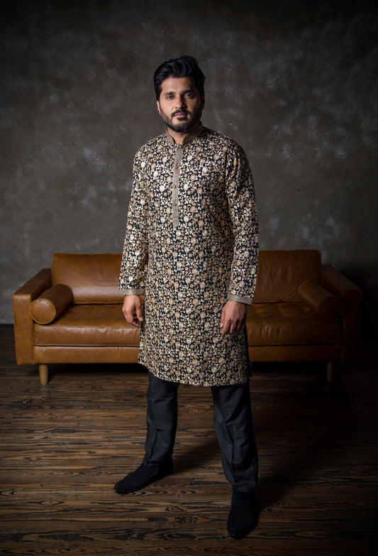 Black Embroidered Kurta Set