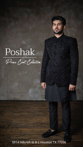Midnight Blue and Black Velvet Prince Coat