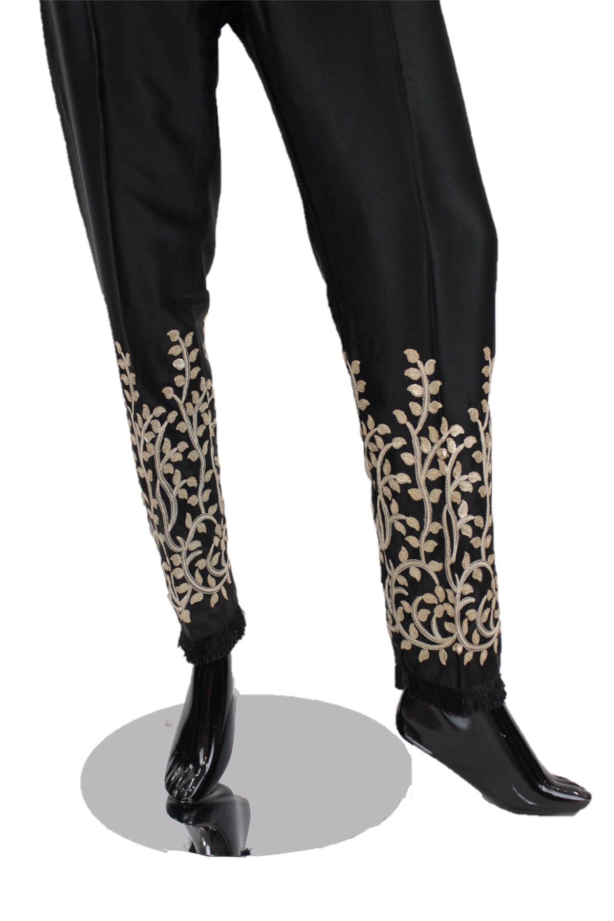 Black Silk Pants with embroidery - SP001