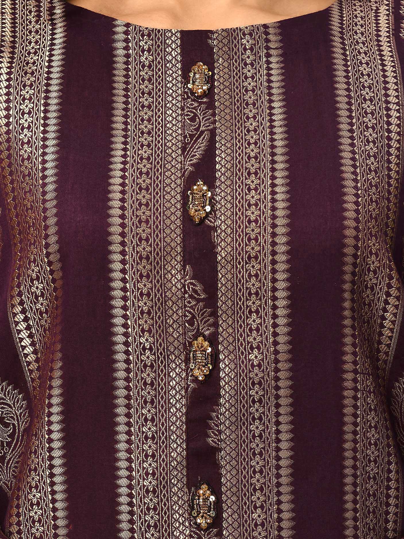 Plum Jacquard Kurti