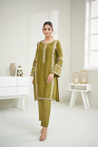 Green Two piece Embroidered Set