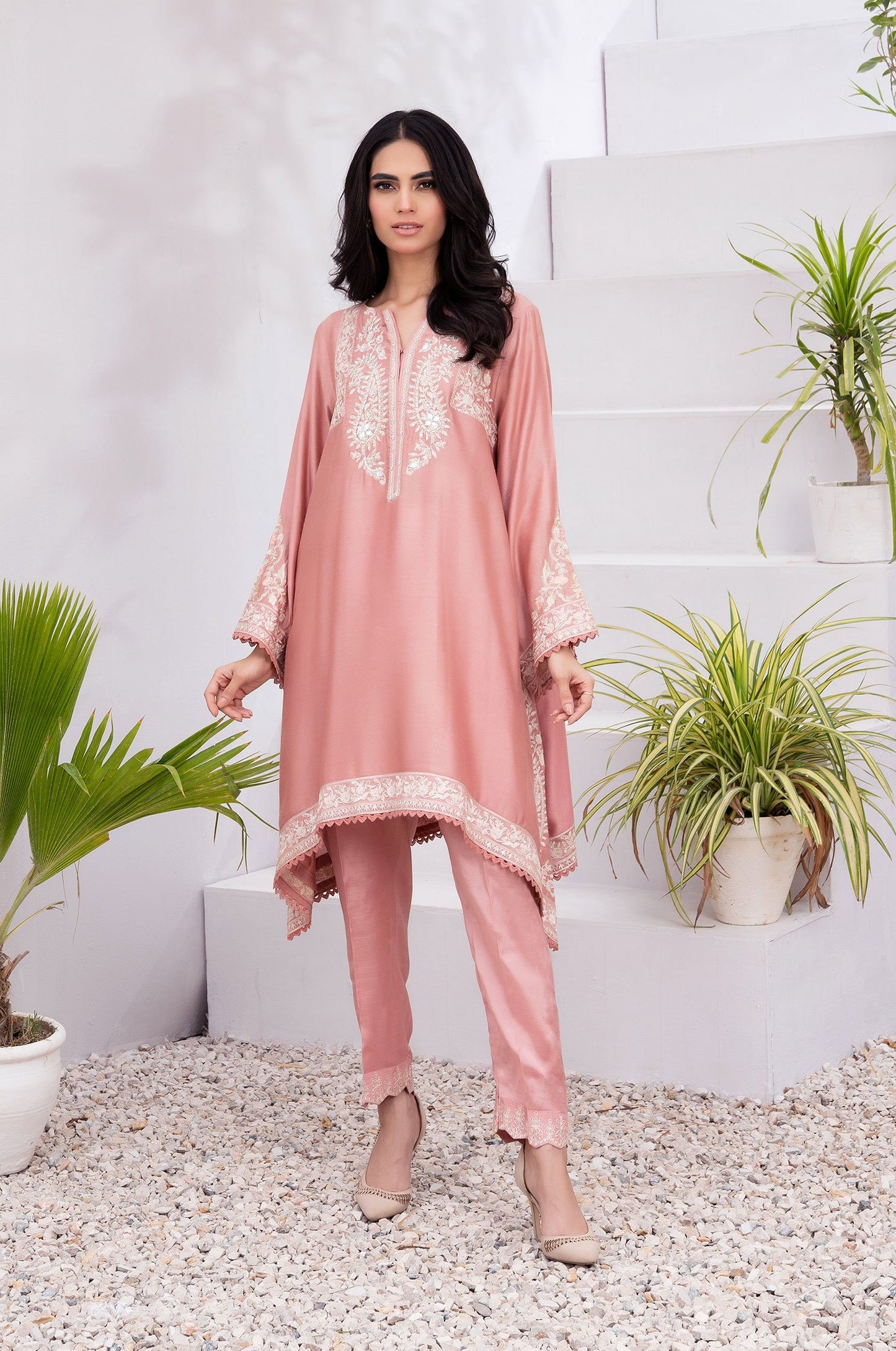 Pink Embroidered Kurti