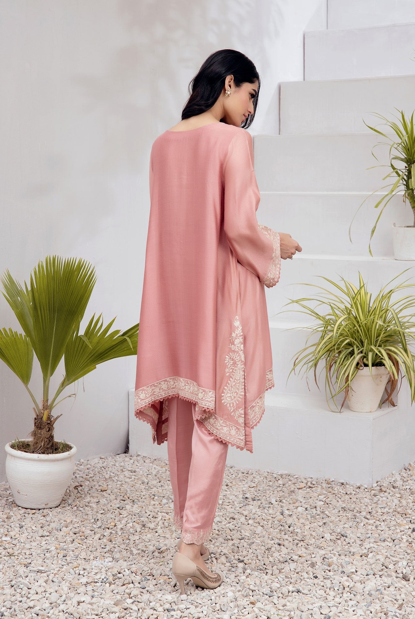 Pink Embroidered Kurti