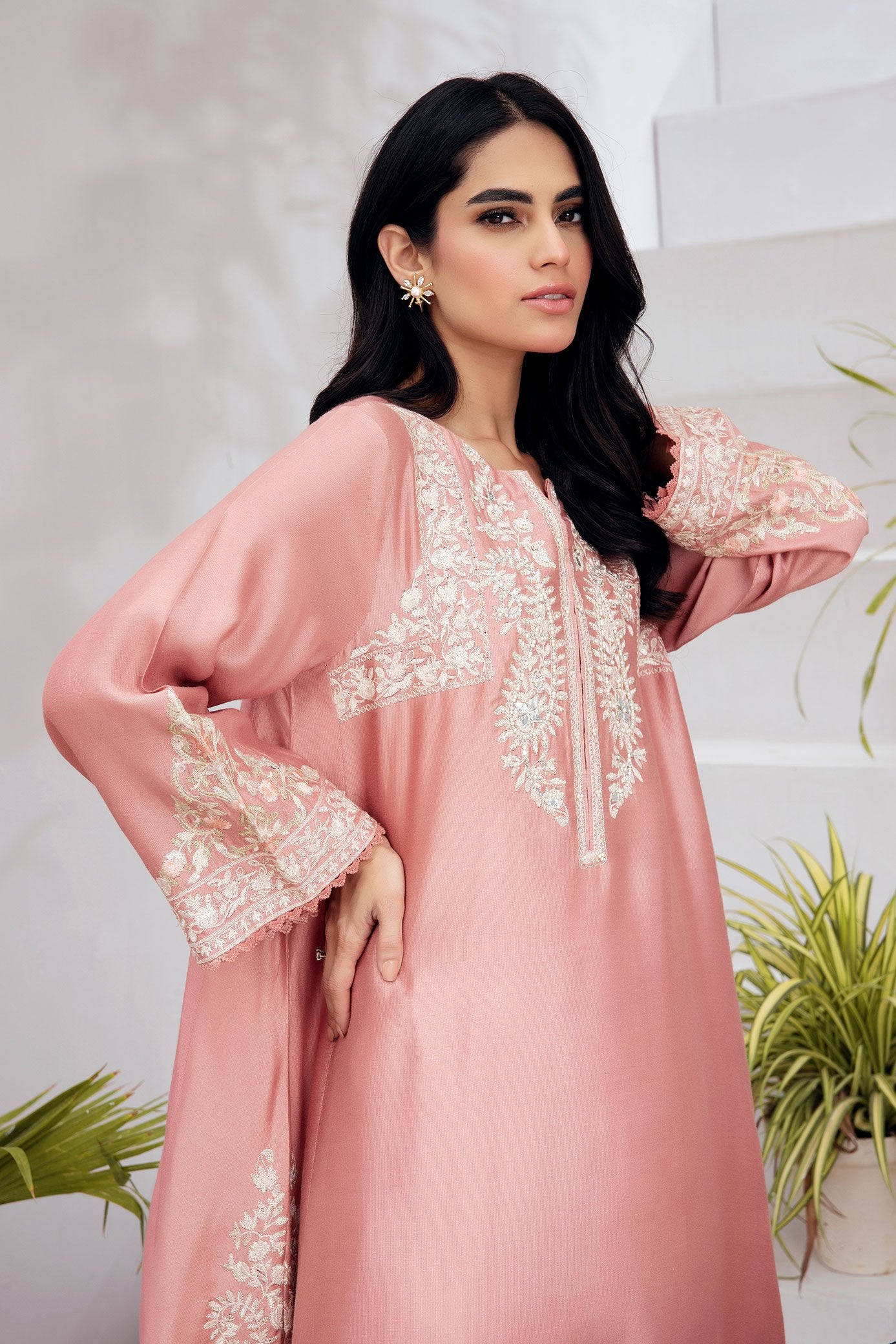 Pink Embroidered Kurti