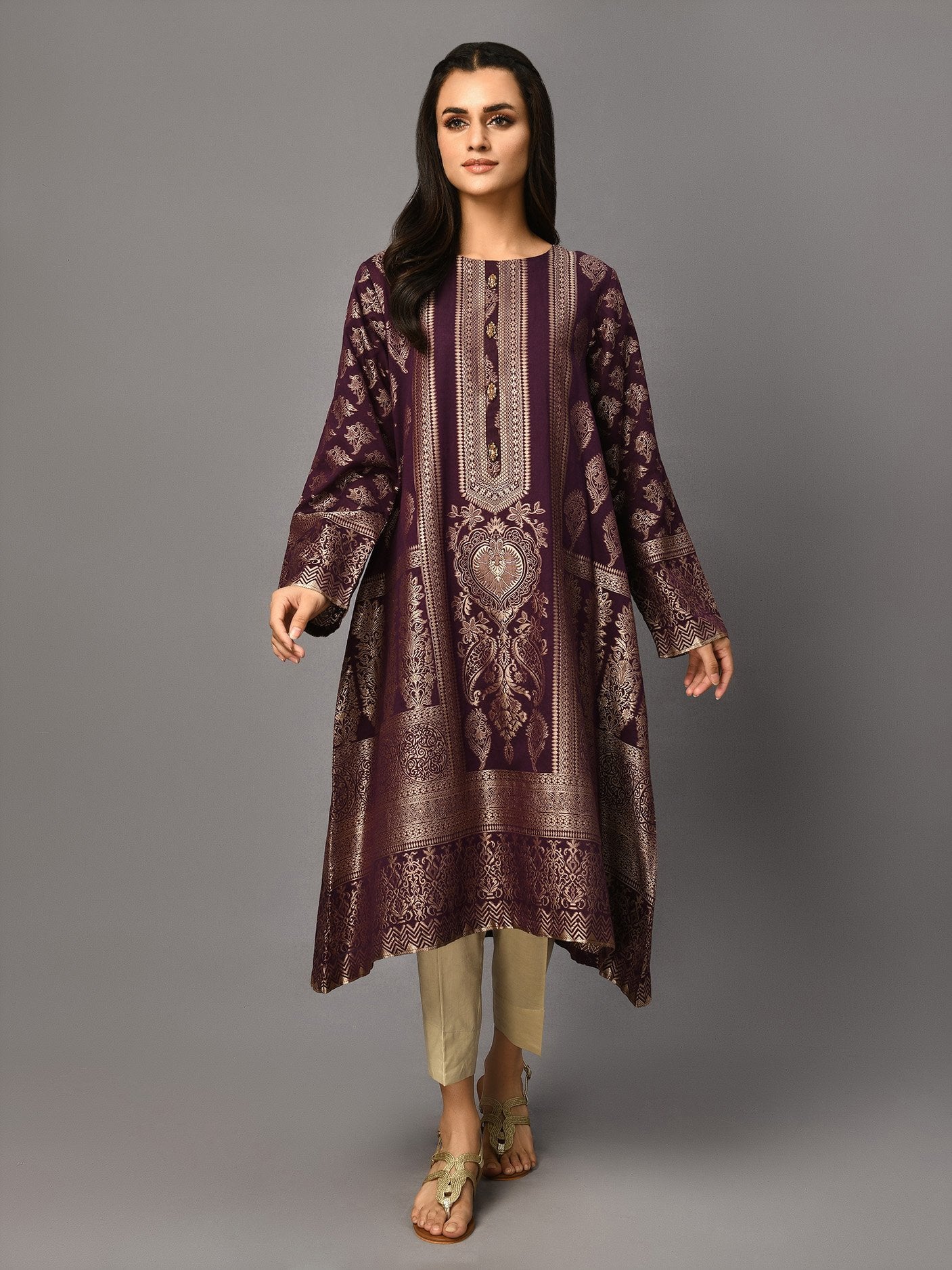 Plum Jacquard Kurti