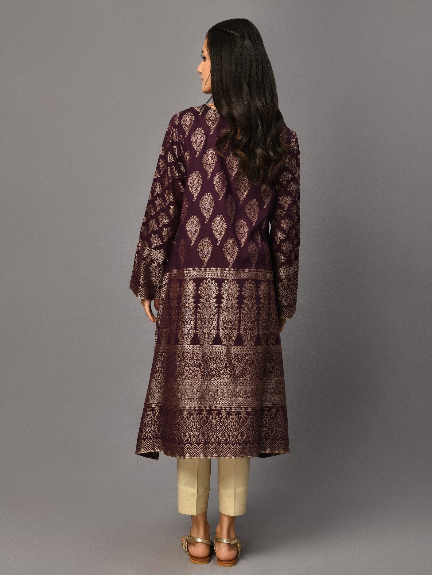 Plum Jacquard Kurti