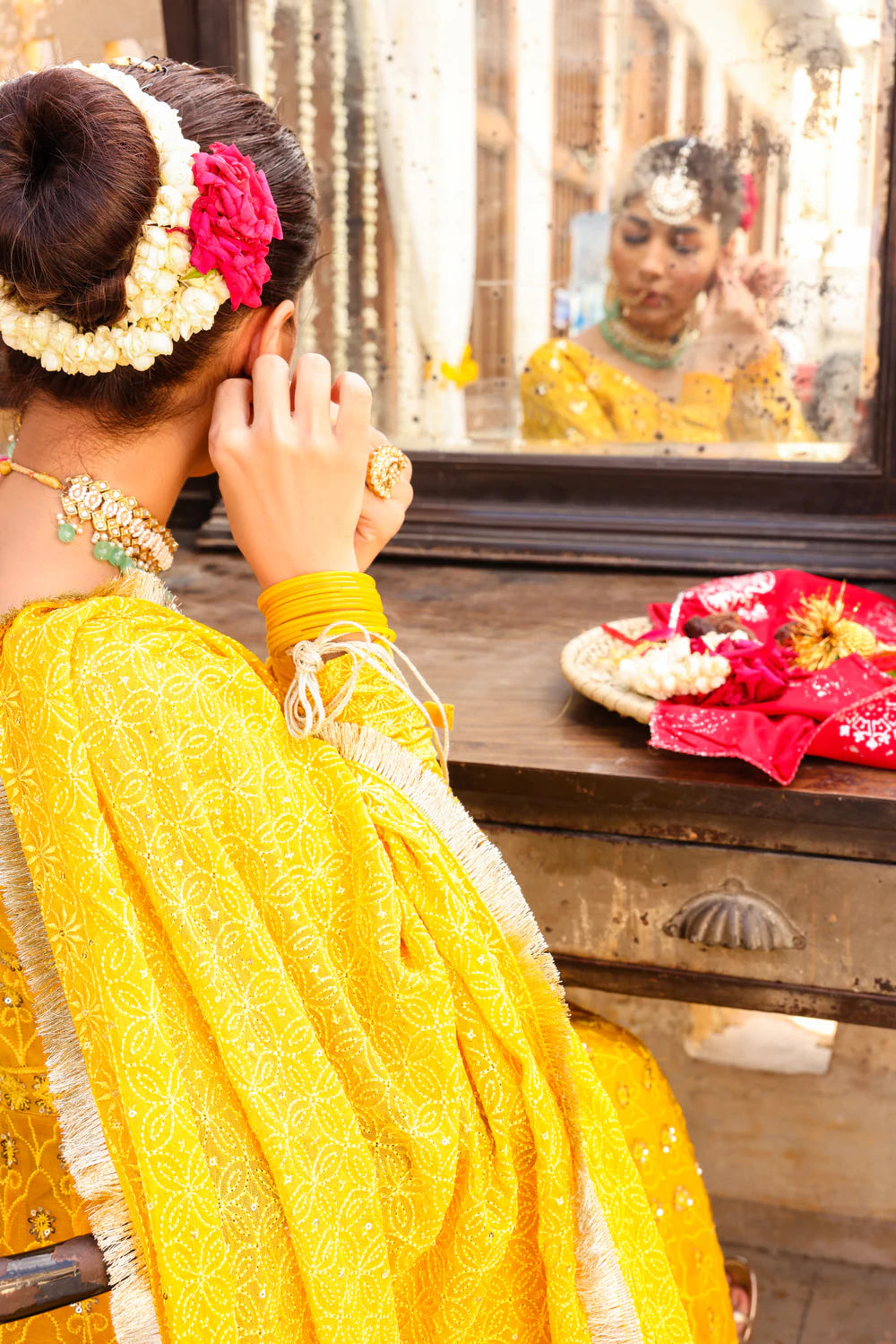 Yellow Pishwas Chikankari